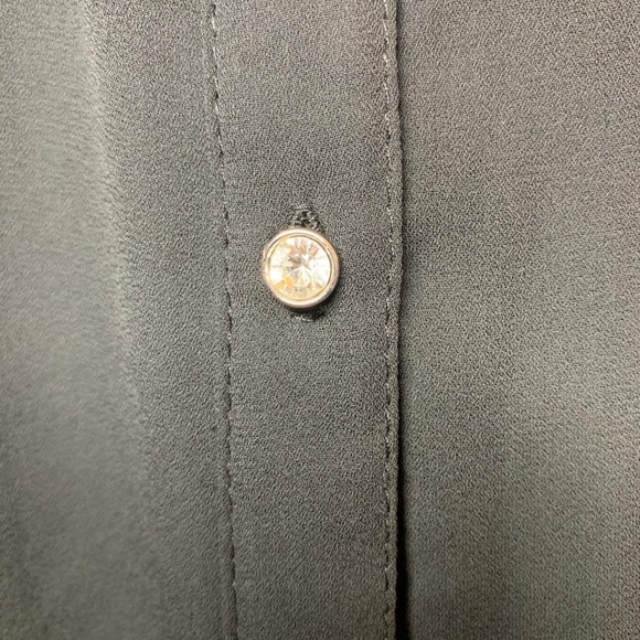 Rhinestone button up black tanktop blouse - Picture 4 of 4
